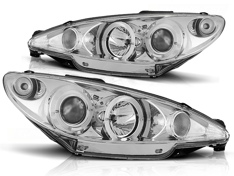 Headlights Peugeot 206 98-02 Angel Eyes Chrome
