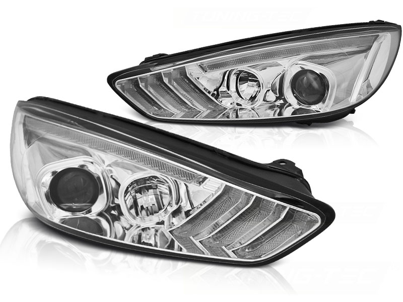 LED daytime running lights Ford Focus MK3 Facelift 15-18 with dynamic indicator black