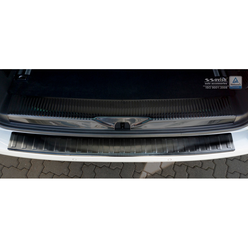 Black Stainless Steel Rear bumper protector  Volkswagen Transporter T6 2015-2019 & FL 2019-2020 & T6.1 2020-2022 (with rear hatch) 'Ribs'