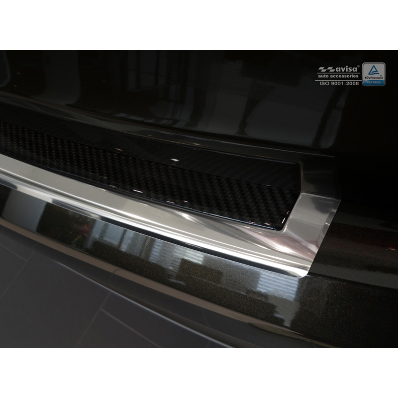 Stainless Steel Rear bumper protector 'Deluxe'  BMW X6 F16 2014-2019 Chrome/Black Carbon excl. M-Package