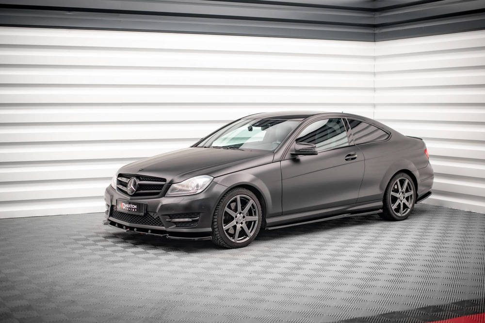 Zijskirts passend voor Mercedes C Klasse Coupe AMG Pakket W204 Maxton Glans Zwart