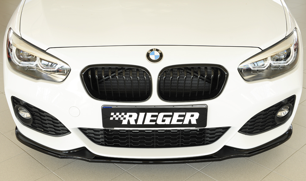 Voorspoiler passend voor BMW 1Serie F20/F21 2015-... Zwart Glans Rieger