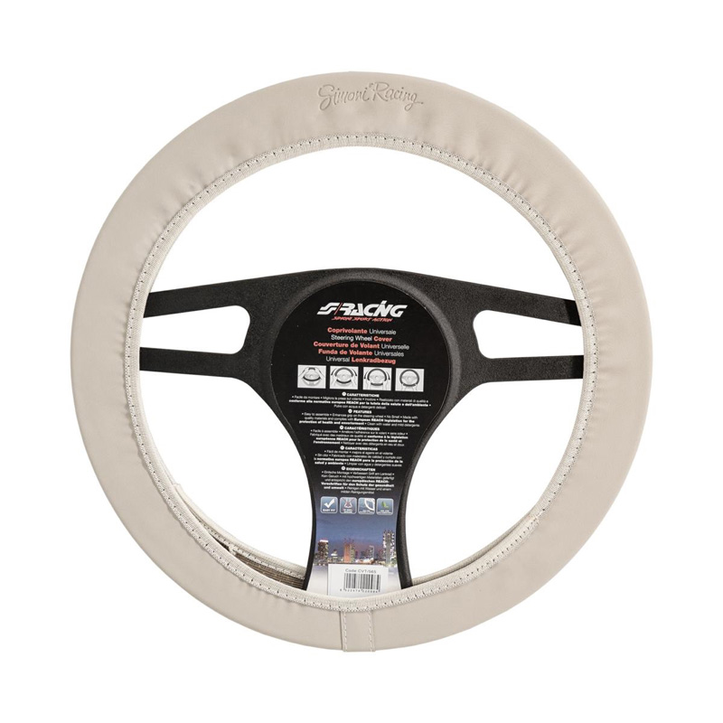 Simoni Racing Steering Wheel Cover Soft Skin 500 - Beige Ecoleather - 37-39cm