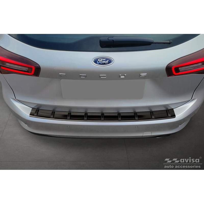 Black Stainless Steel Rear bumper protector  Ford Focus IV Wagon incl. ST-Line 2018- 'STRONG EDITION'