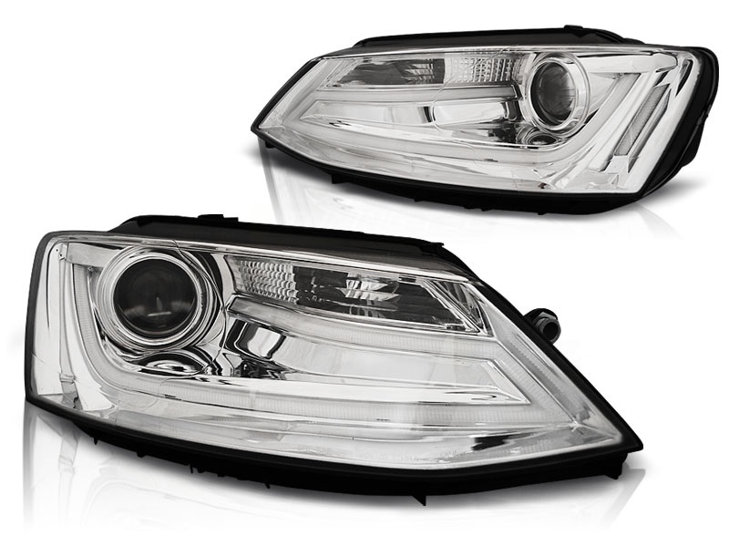 Headlights VW Jetta 11-18 Tube daytime running lights black