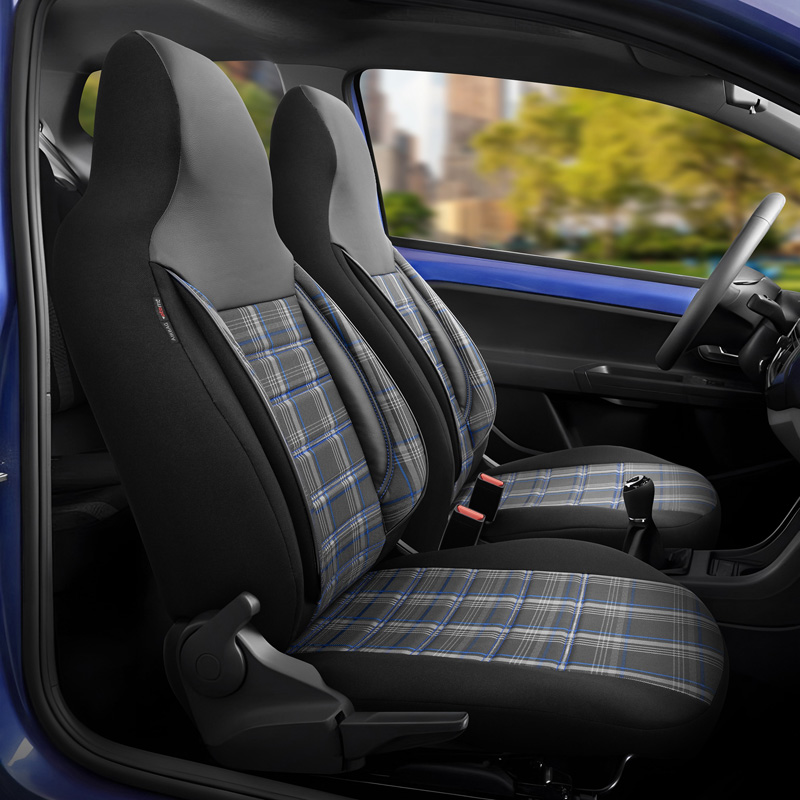 Universal Fabric 'CityBug' Seat cover set 'Sports' Black/Grey/Blue - 9-pieces -  Side-Airbags