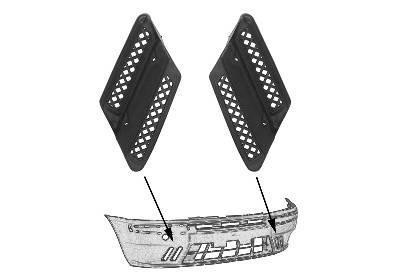 voorbumpergrille, 3 drs, links + rechts Fiat Punto, 1999-2005