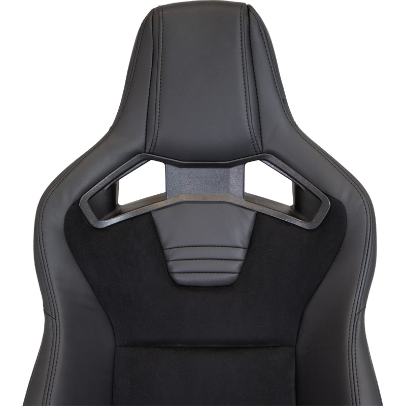 Sport seat 'NK Premium' - Black Suede + Black PVC leather - Dual-side reclinable fibreglass back-rest - incl. slides