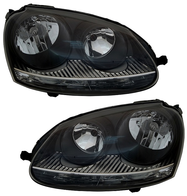Headlights fits VW Golf V Black/Clear Electric
