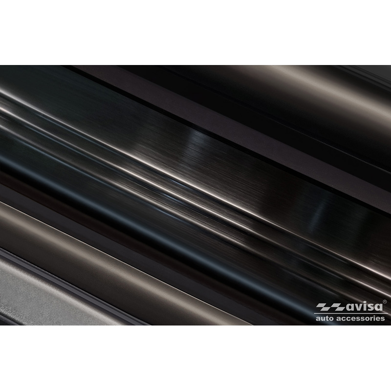 Black Inox door sill protectors  Tesla Model S 2012-2016 & Facelift 2016- 'Lines' - 4-pieces