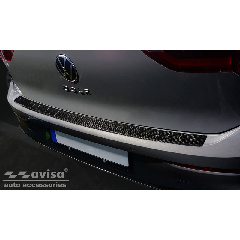 Real 3D Carbon Rear bumper protector  Volkswagen Golf VIII HB 5-doors 2020-2024 & FL 2024- 'Ribs'