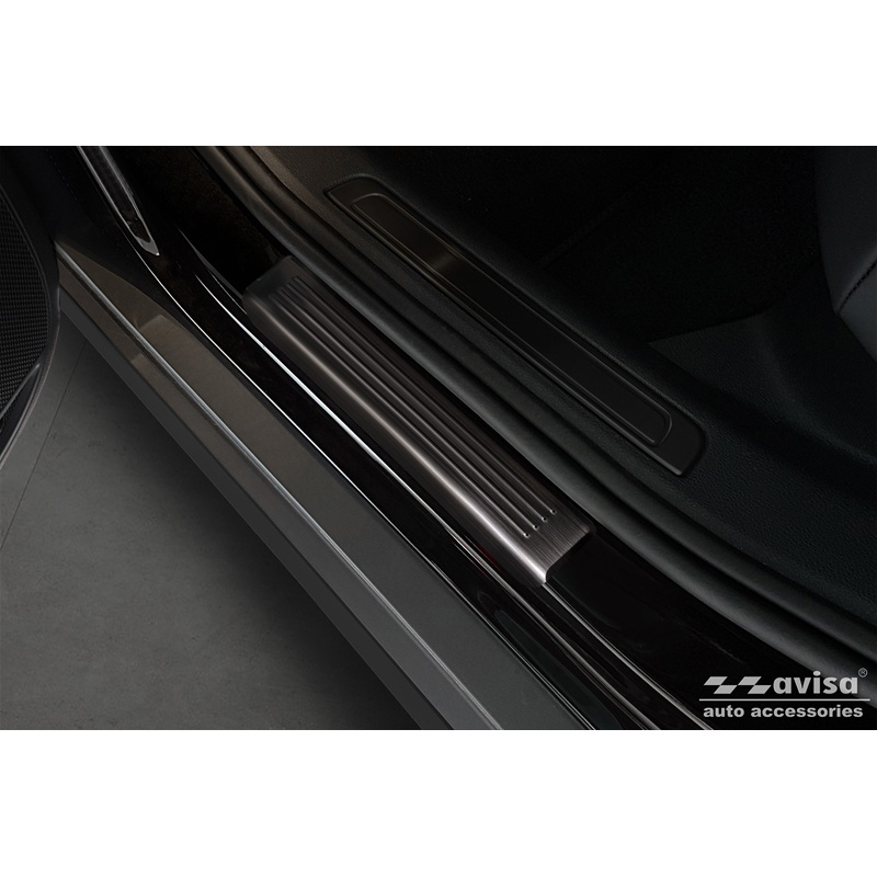 Black Inox door sill protectors  Volkswagen Passat 3G Sedan/Variant 2014-2023 - 'Lines' - 4-pieces