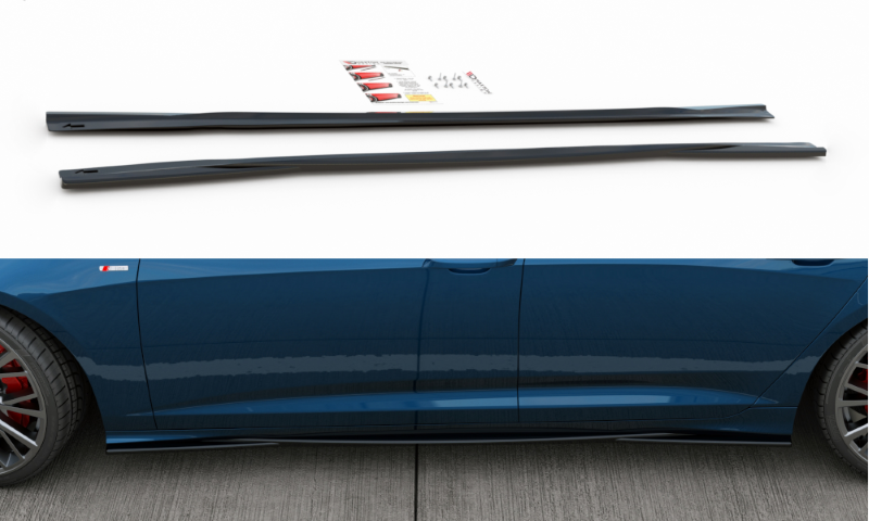 Zijskirts passend voor Audi A6 S-Line / S6 C8 Maxton Glans Zwart