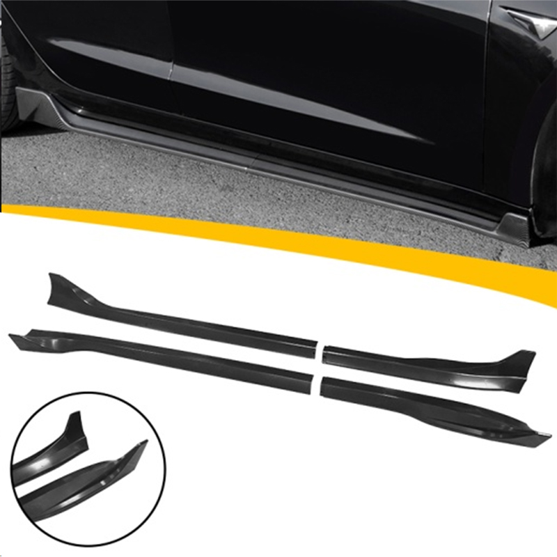 Set side skirts  Tesla Model 3 2017- 'Aero' (Glossy Black ABS)