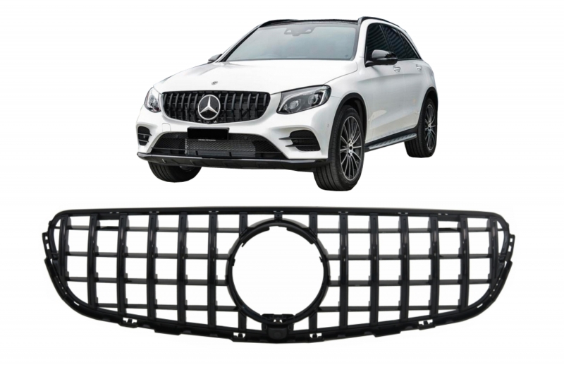 Grill passend voor Mercedes GLC X253 C253 (2015-2018) GT R Panamericana Look Zwart