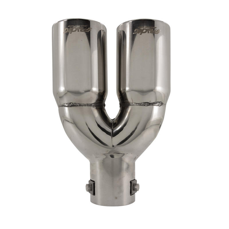 Simoni Racing Exhaust Tip Double Round Inox - Ø76xL230mm - Installation ->61mm