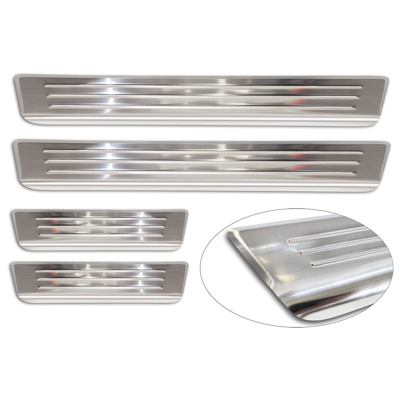 Inox door sill protectors  Volvo S60 III & V60 II 2018- - 'Lines' - 4-pieces