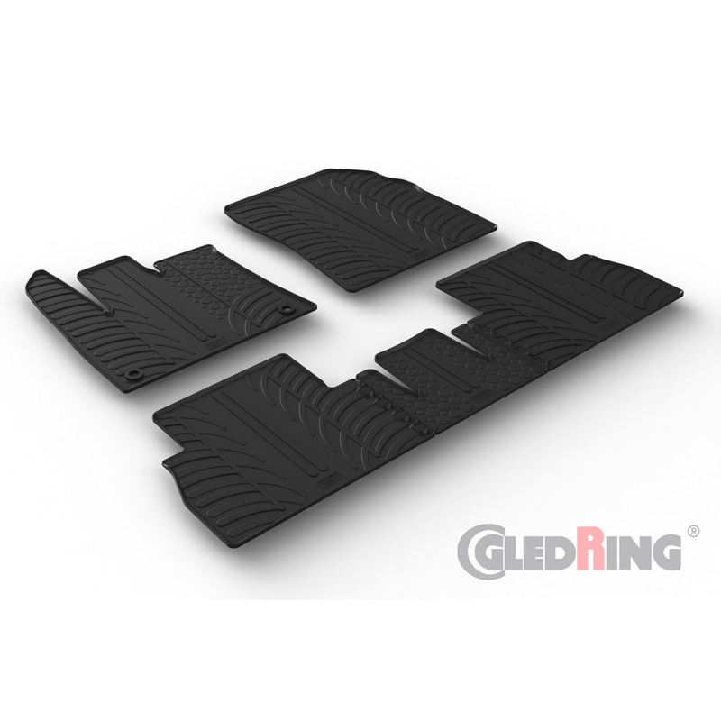 Rubber car mats set  Citroën Berlingo Multispace / Opel Combo Tour (MPV) / Peugeot Rifter / Toyota Proace City 9/2019- (Fixed seats) (T profile 5-pieces + oval mounting clips)
