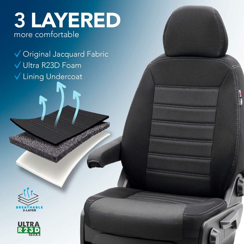 Original Design Textile seat covers 2+1  Mercedes Vito 2014-