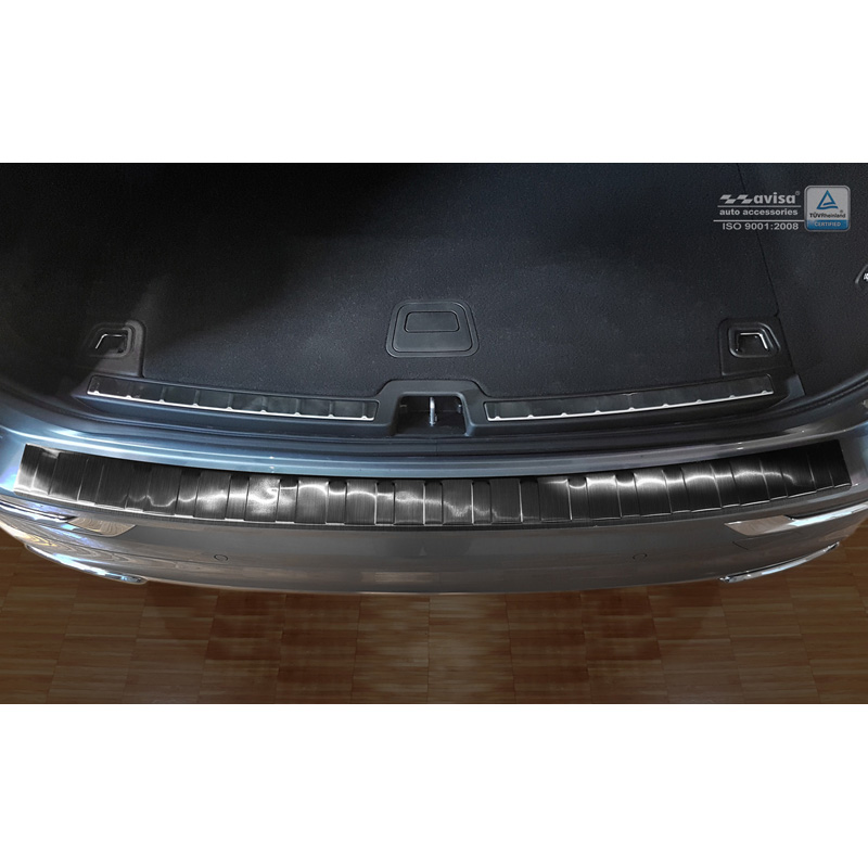Black Stainless Steel Rear bumper protector  Volvo XC60 II 2017-2021- & FL 2021- incl. R-Design 'Ribs'