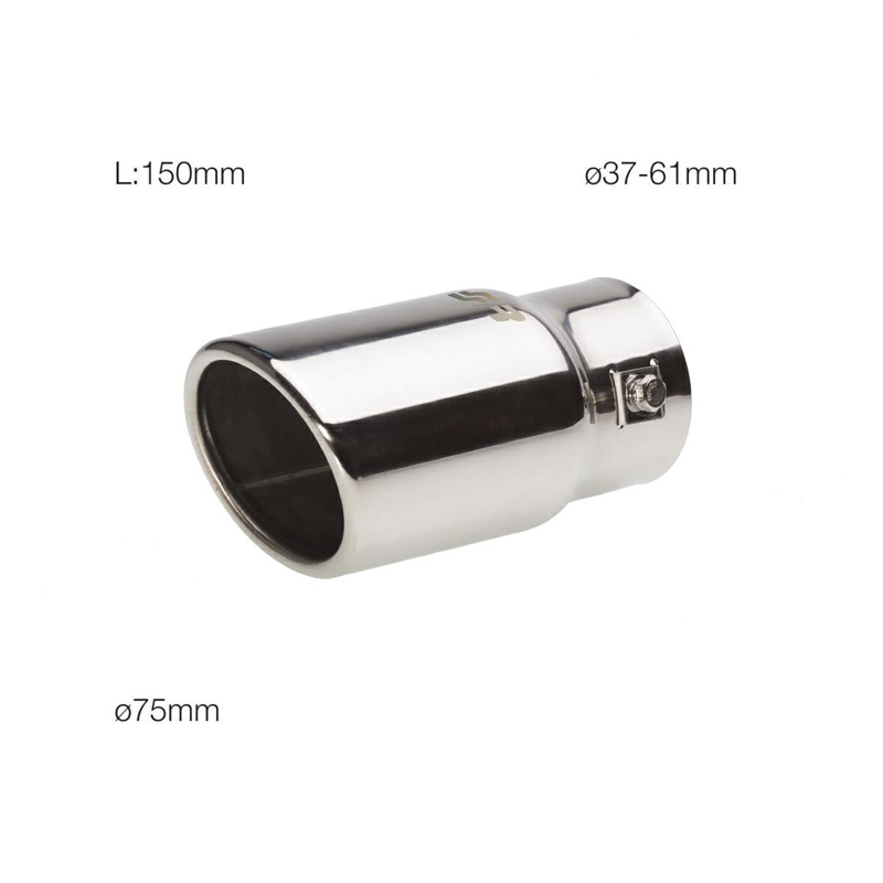 Simoni Racing Exhaust Tip Oval/Slanting Inox - 77x72xL140mm - Installation ->62mm
