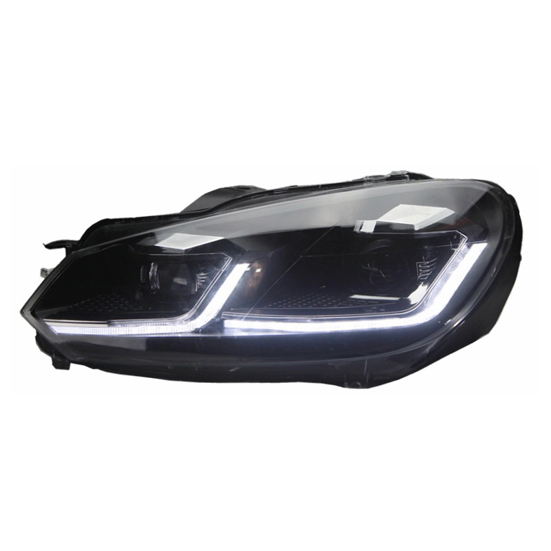 Set Headlights in 7.5-Look  Volkswagen Golf VI 2008-2012 - Black - incl. Dynamic Running Light