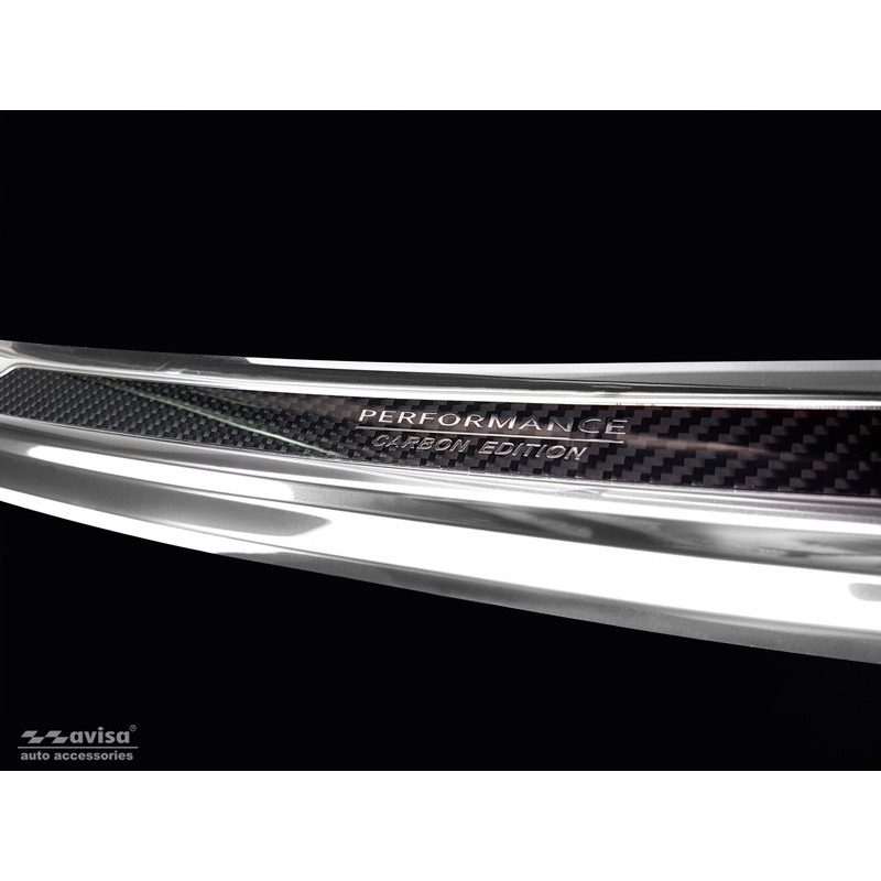 Stainless Steel Rear bumper protector 'Deluxe'  Porsche Cayenne III 2017- 'Performance' Silver Mirror/Black Carbon