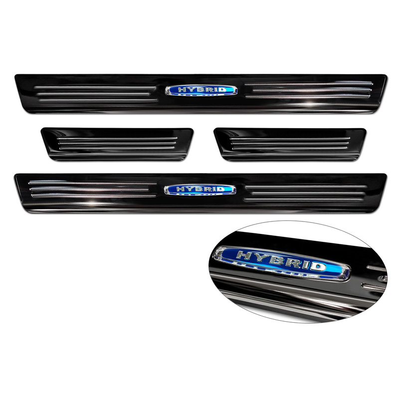 Black Inox door sill protectors  Ford Kuga III 2019-2024 & FL 2024- 'Hybrid' - 4-pieces