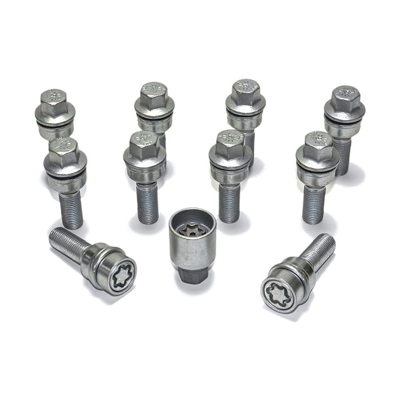 H&R Wheel bolt Set Round-Head with movable cone R14 M14x1.50 - Length 35mm - 10 pcs. (e.g.  Audi Q3, Q5) - incl. wheel-locks