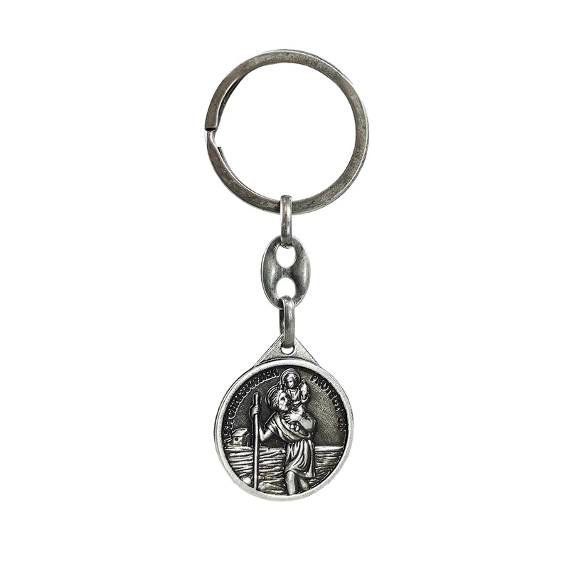 Stainless steel key chain - 'St.Christopher' & 'Madonna of Czestochowa' (silver)