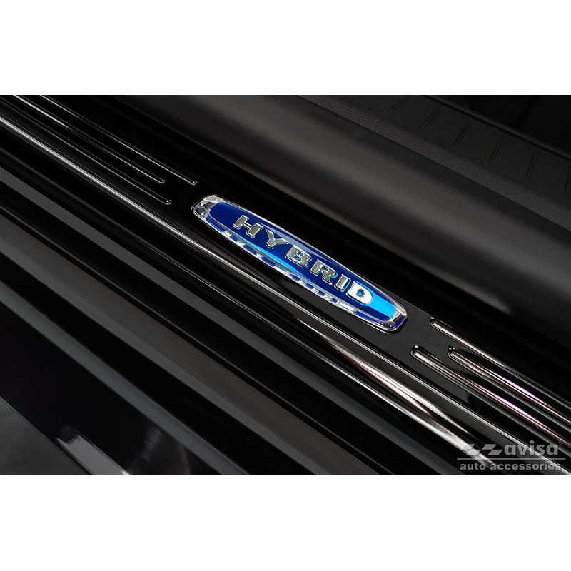 Black Inox door sill protectors  Ford Kuga III 2019-2024 & FL 2024- 'Hybrid' - 4-pieces
