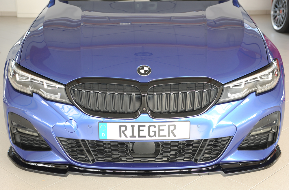 Voorspoiler passend voor BMW 3 Serie G20 Rieger Glans Zwart