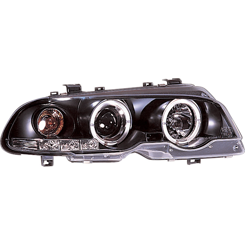 Set Headlights  BMW 3-Series E46 Coupe/Convertible 1999-2002 - Black - incl. Halos & Levelling Motor
