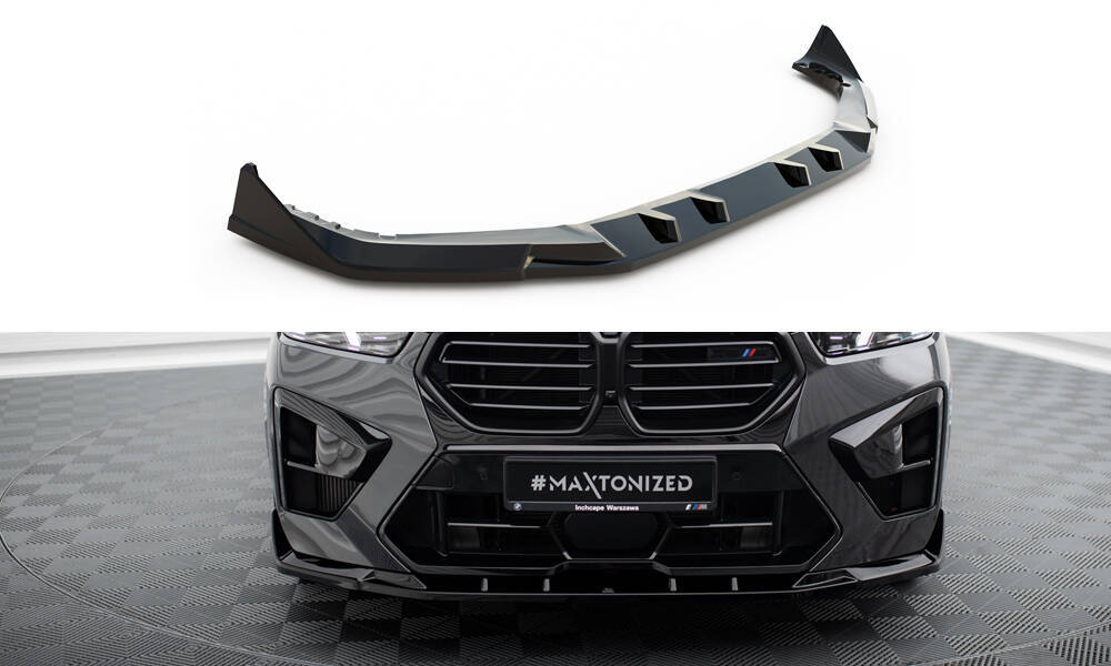 Voorspoiler passend voor BMW X5M F95 Facelift Maxton Glans Zwart V.2