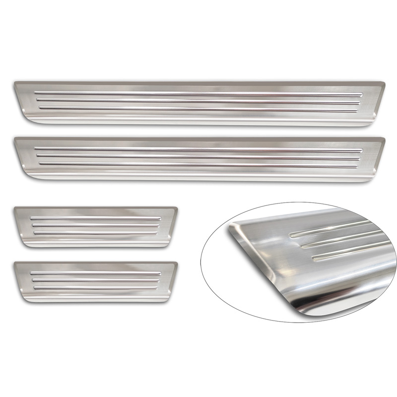 Avisa Inox door sill protectors  Hyundai Kona II 2023- / MG 3 2024- / MG ZS II 2024- 'Lines' - 4-pieces