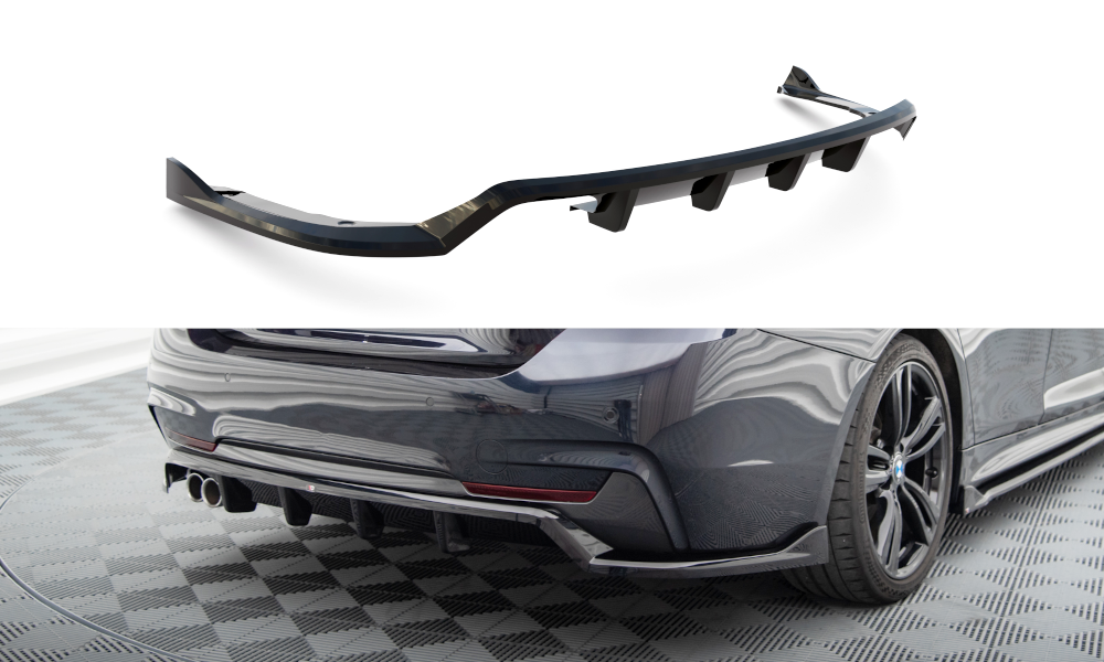 Diffuser passend voor BMW 4 Gran Coupe M Pakket F36 Maxton Glans Zwart