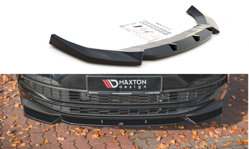 Voorspoiler passend voor Skoda Karoq sportline Maxton Design glans zwart