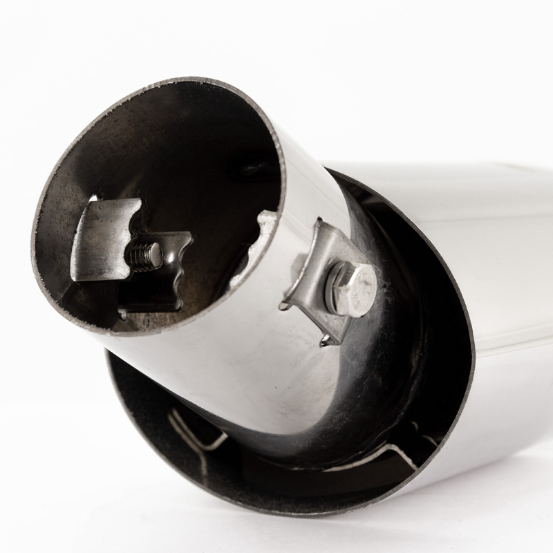 Simoni Racing Exhaust Tip Oval/Slanting Inox - 87x66xL150 - Installation ->48mm