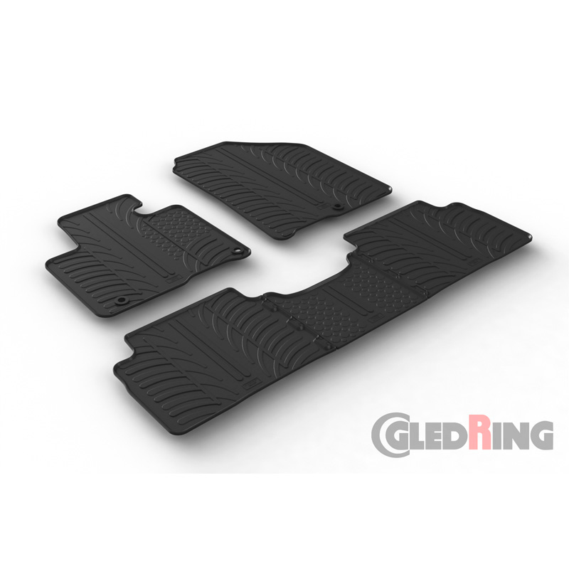 Rubber car mats set  Kia Sorento III (UM) 2015-2020 (T profile 5-pieces + mounting clips)