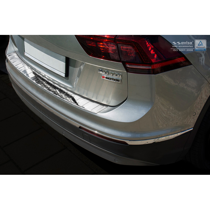 Chrome Stainless Steel Rear bumper protector  Volkswagen Tiguan II incl. Allspace & R-Line 2016-2020 & FL 2020-2024 'Ribs'