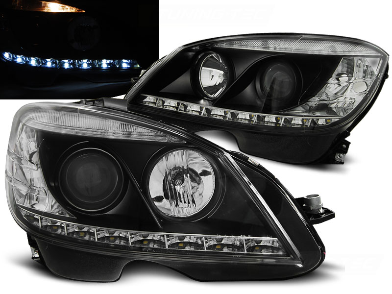 Headlights Mercedes C-Klasse W204 07-11 black Daylight