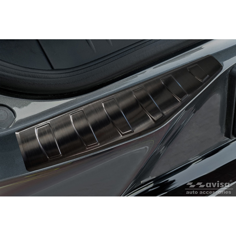 Black Stainless Steel Rear bumper protector  Ford Mustang Mach-E 2020- 'Ribs' (2-Pieces)