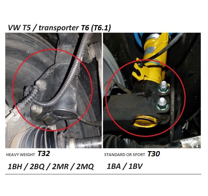 Coilover set Koni VW Transporter T5 and T6 Yellow T30 Deep