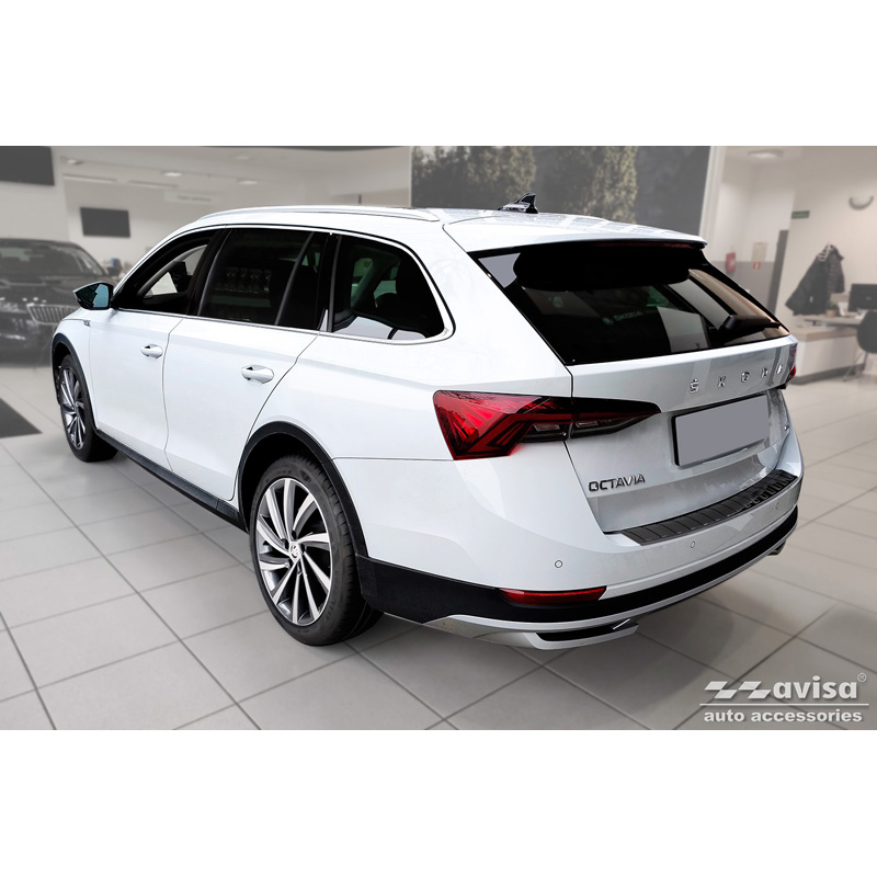 Black Stainless Steel Rear bumper protector  Skoda Octavia Scout (NX5) 2020- 'Ribs'
