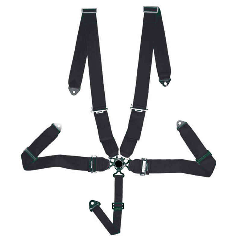 Racing Seat Belt 5-Point Black + Quick Release + E-mark (3-inch)