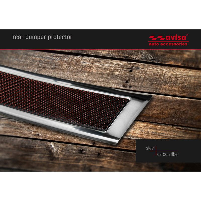 Stainless Steel Rear bumper protector 'Deluxe'  Mercedes GLC 2015-2019 & FL 2019- Chrome/Red-Black Carbon