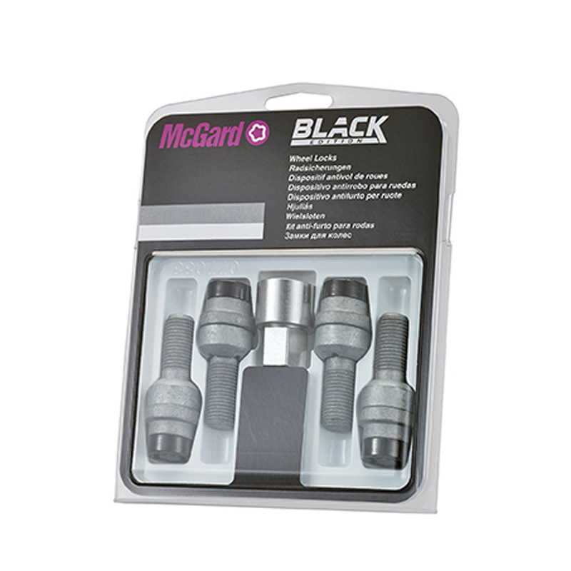 McGard Wheel locking bolts M14x1.50 Black - Round-Head R14 - Length 27mm (17mm hex).