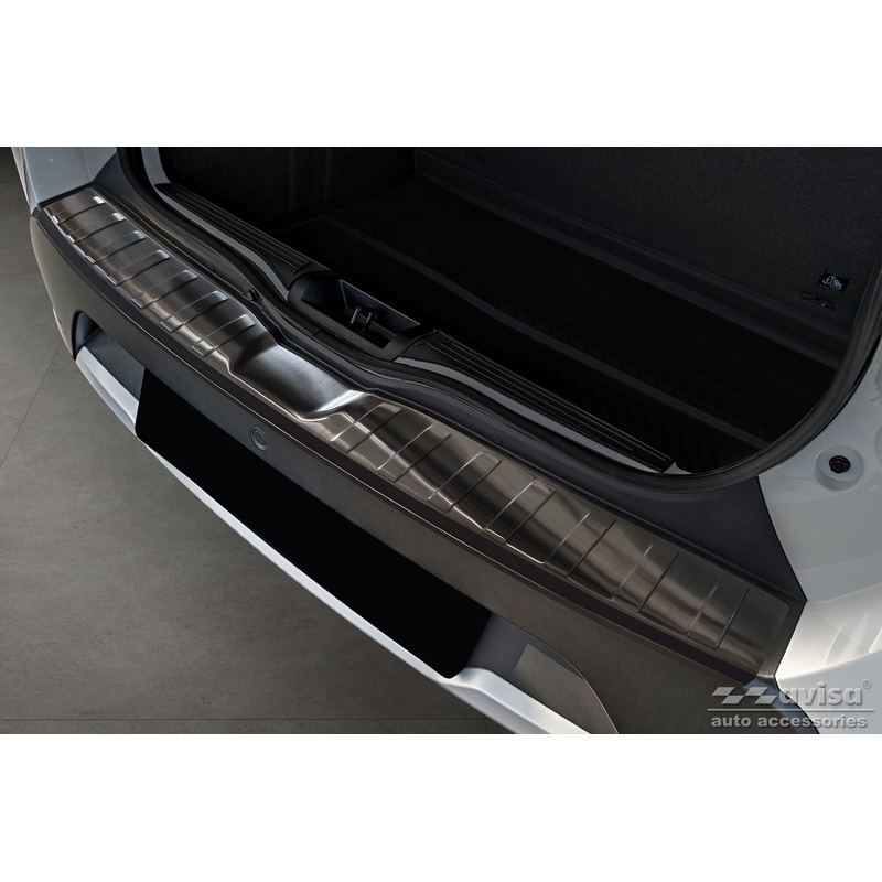 Black Stainless Steel Rear bumper protector  Dacia Spring 2020- 'Ribs'