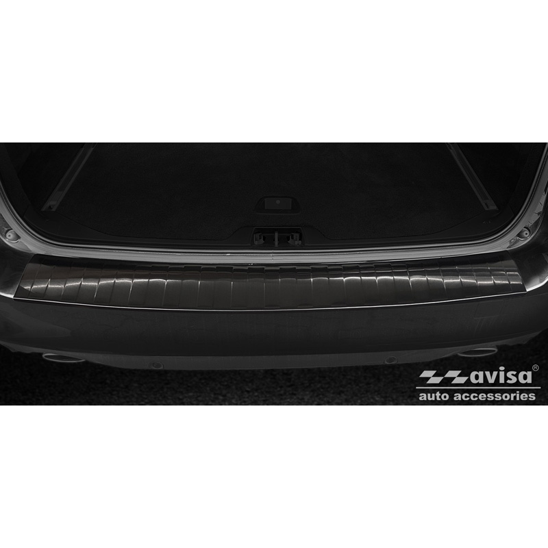 Black Stainless Steel Rear bumper protector  Volvo V70 Facelift 2013-2016 'Ribs'