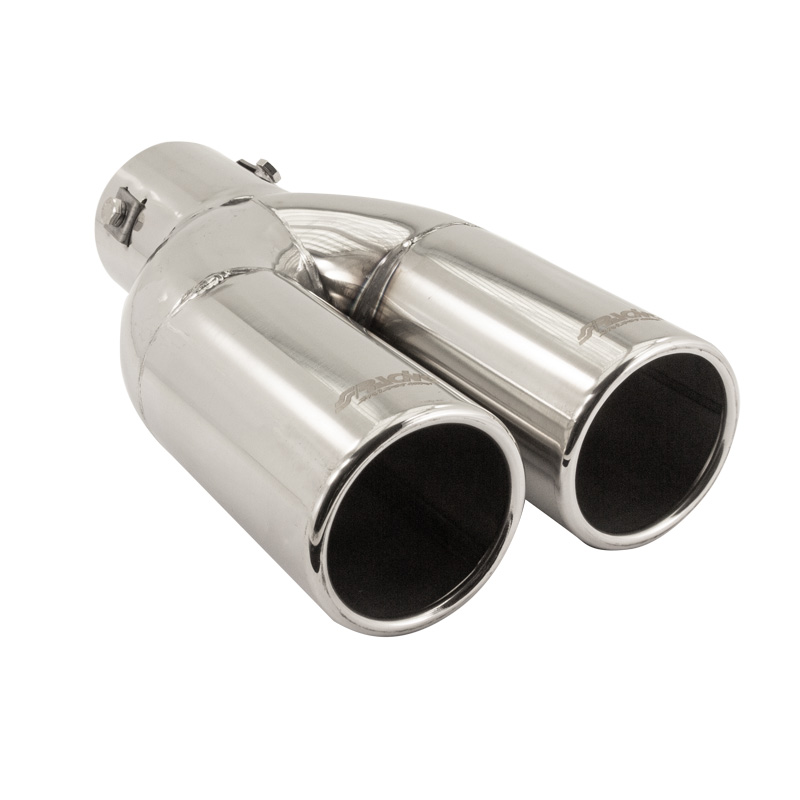 Simoni Racing Exhaust Tip Double Round Inox - Ø63xL220mm - Installation ->60mm